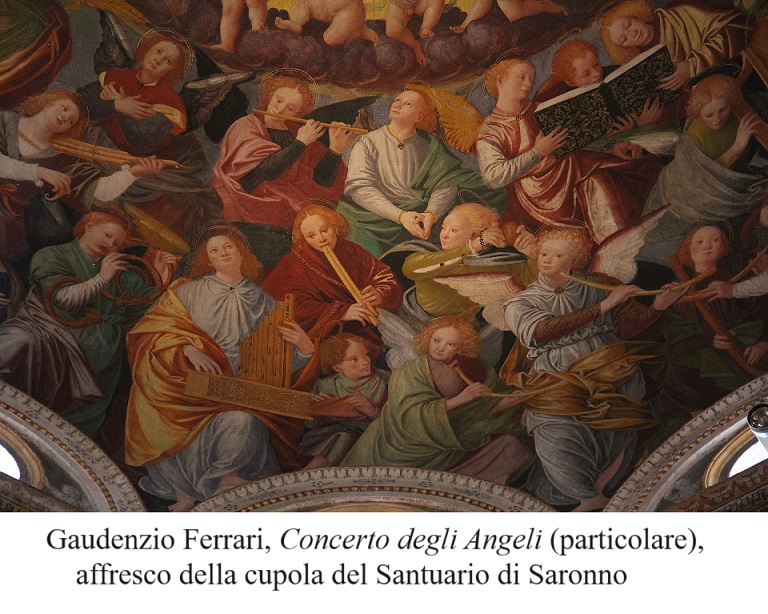 Gaudenzio Ferrari, Concerto degli Angeli (particolare), affresco della cupola del Santuario di Saronno