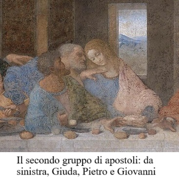 Il secondo gruppo di apostoli: da sinistra, Giuda, Pietro e Giovanni